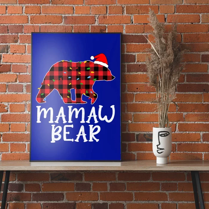 Mamaw Bear Family Group Matching Red Plaid Santa Hat Gift Poster