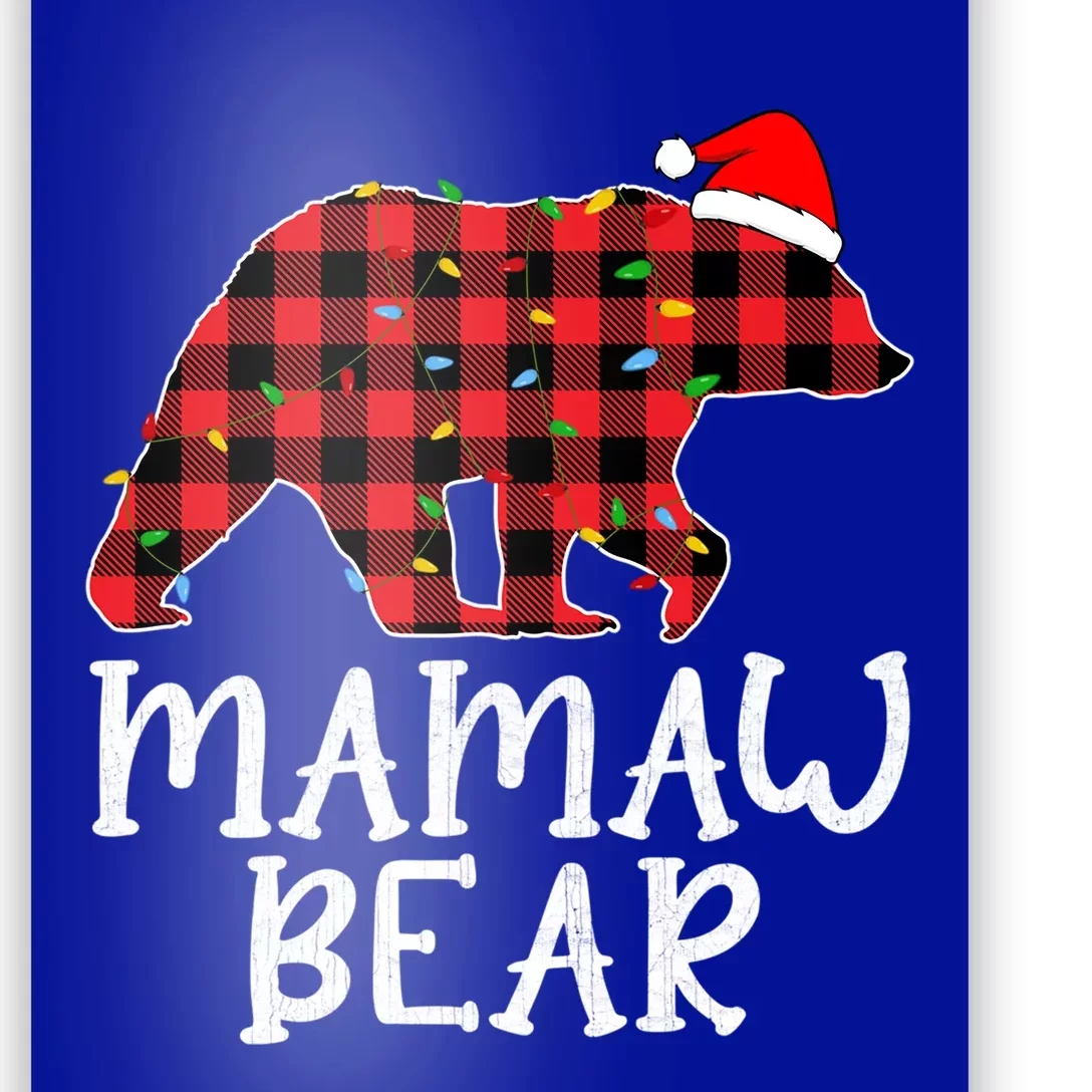 Mamaw Bear Family Group Matching Red Plaid Santa Hat Gift Poster