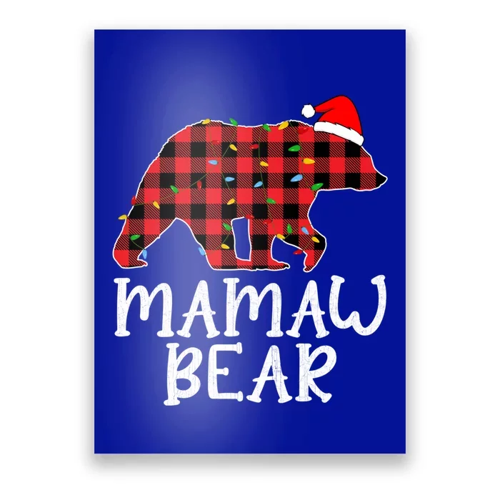 Mamaw Bear Family Group Matching Red Plaid Santa Hat Gift Poster