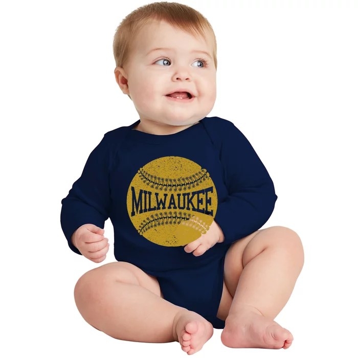 Milwaukee Baseball Fan Baby Long Sleeve Bodysuit