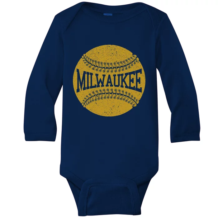 Milwaukee Baseball Fan Baby Long Sleeve Bodysuit