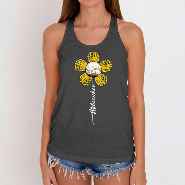 Milwaukee Baseball Flower Women's Knotted Racerback Tank