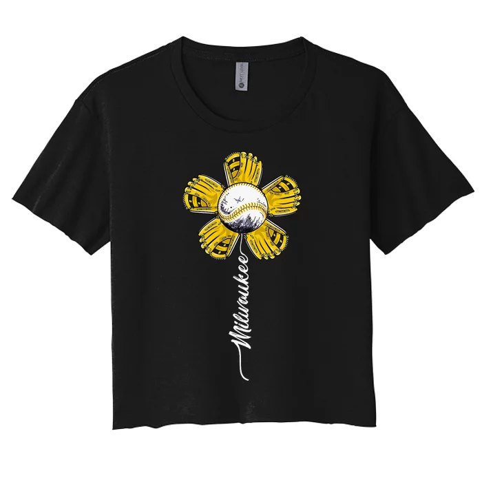 Milwaukee Baseball Flower Women's Crop Top Tee