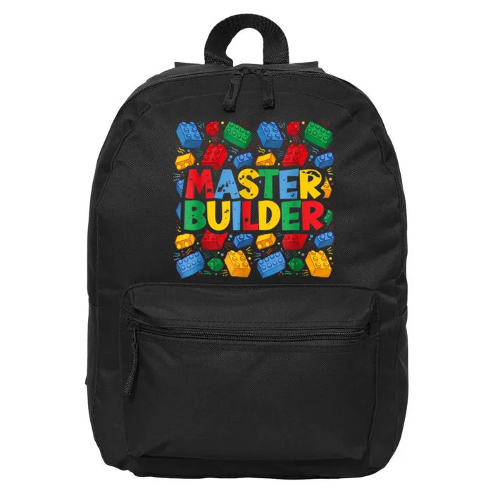 Master Builder Funny Building Block Tees For Boy Men 16 in Basic Backpack