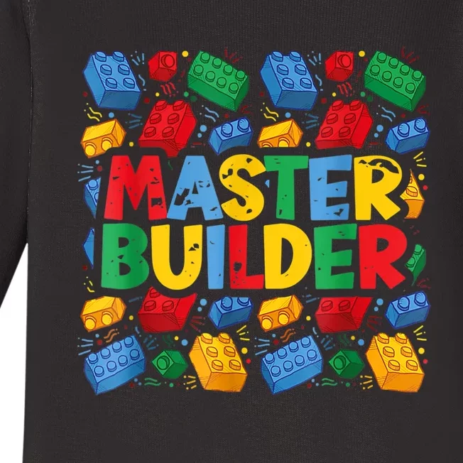 Master Builder Funny Building Block Tees For Boy Men Baby Long Sleeve Bodysuit