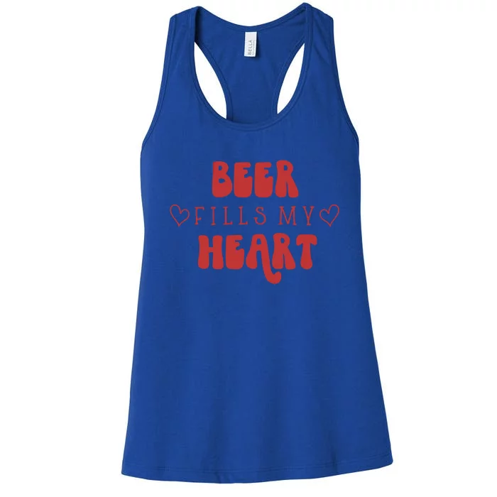 My Beer Fills My Heart Happy Valentine's Day Beer Lovers Meaningful Gift Women's Racerback Tank