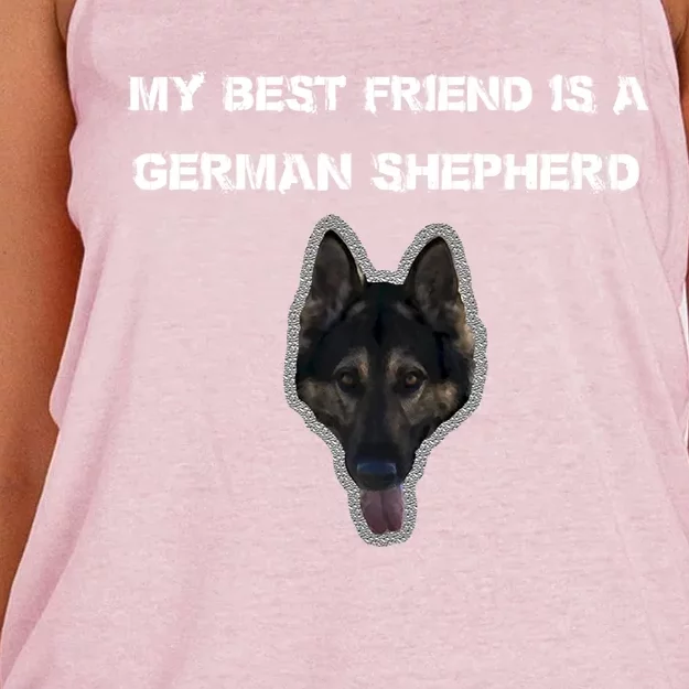 My Best Friend Is A Ger Shepherd Gift Women's Knotted Racerback Tank