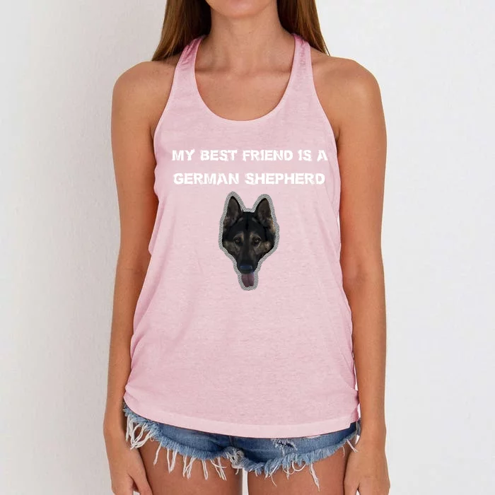 My Best Friend Is A Ger Shepherd Gift Women's Knotted Racerback Tank