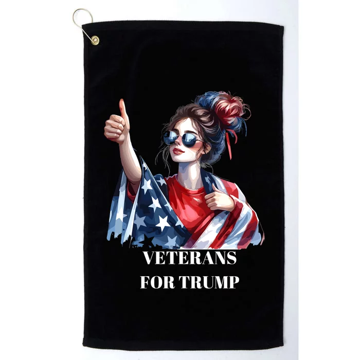 Messy Bun For Trump Patriotic Female Veterans For Trump Graphic Patriotic Usa Platinum Collection Golf Towel