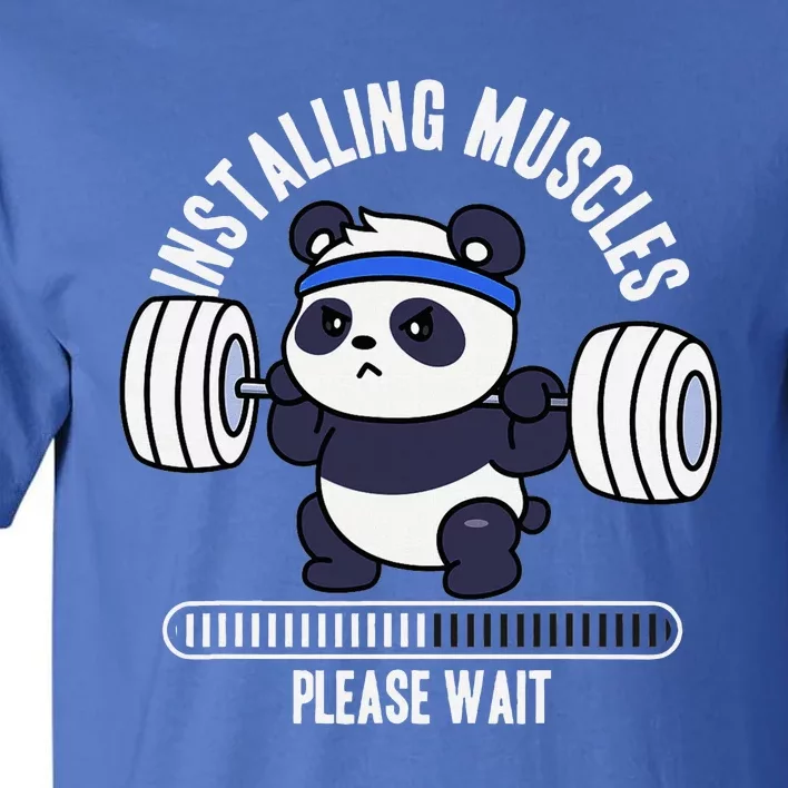 Muscle Building Fitness Panda Weight Lifting Barbell Workout Tall T-Shirt