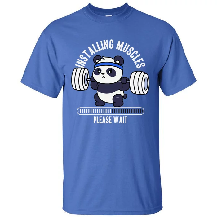 Muscle Building Fitness Panda Weight Lifting Barbell Workout Tall T-Shirt