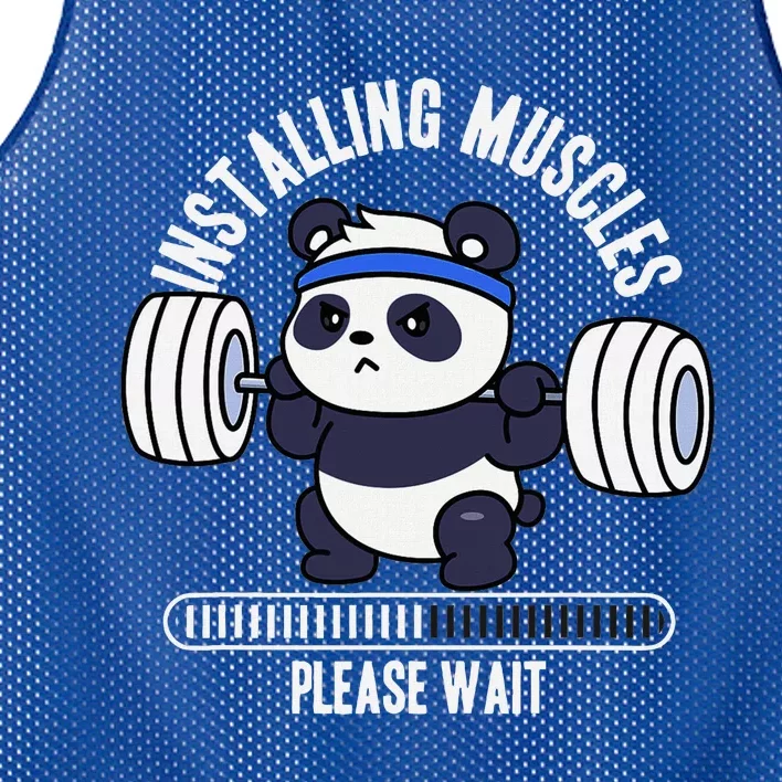 Muscle Building Fitness Panda Weight Lifting Barbell Workout Mesh Reversible Basketball Jersey Tank