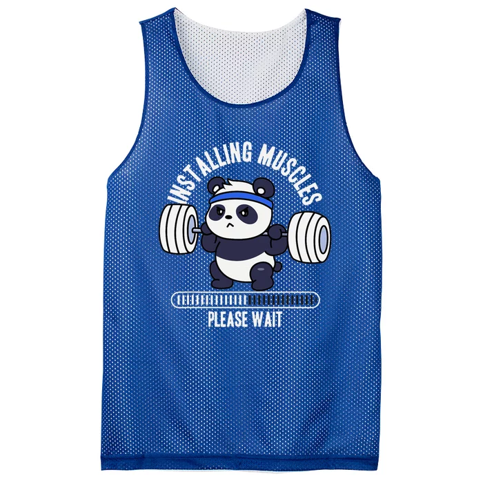 Muscle Building Fitness Panda Weight Lifting Barbell Workout Mesh Reversible Basketball Jersey Tank