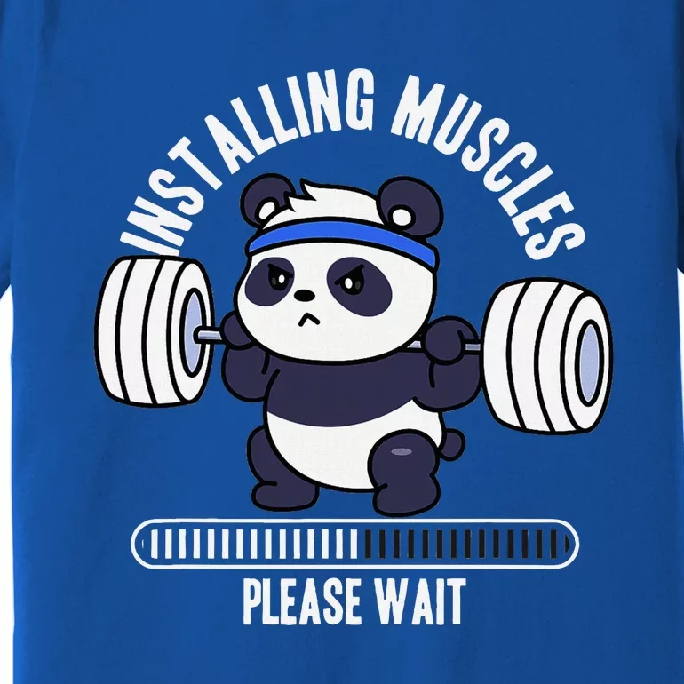 Muscle Building Fitness Panda Weight Lifting Barbell Workout Premium T-Shirt