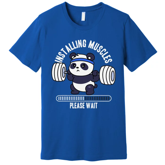 Muscle Building Fitness Panda Weight Lifting Barbell Workout Premium T-Shirt