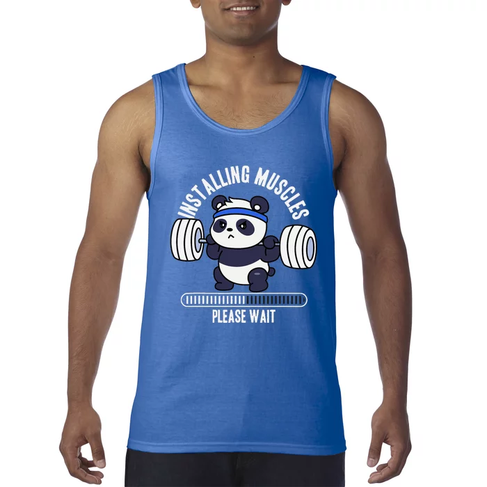 Muscle Building Fitness Panda Weight Lifting Barbell Workout Tank Top