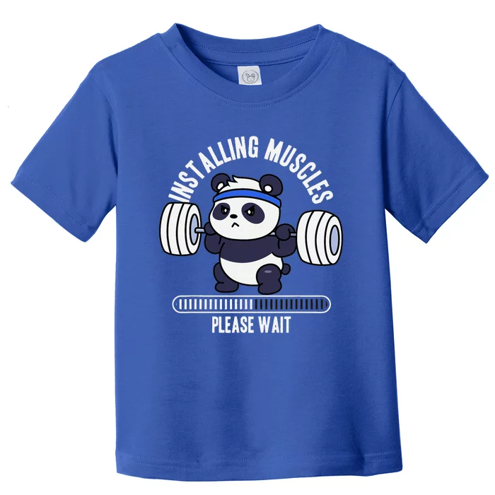 Muscle Building Fitness Panda Weight Lifting Barbell Workout Toddler T-Shirt