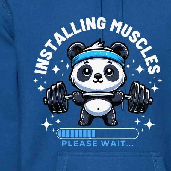 Muscle Building Fitness Panda Weight Lifting Barbell Workout Premium Hoodie