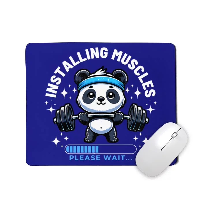 Muscle Building Fitness Panda Weight Lifting Barbell Workout Mousepad