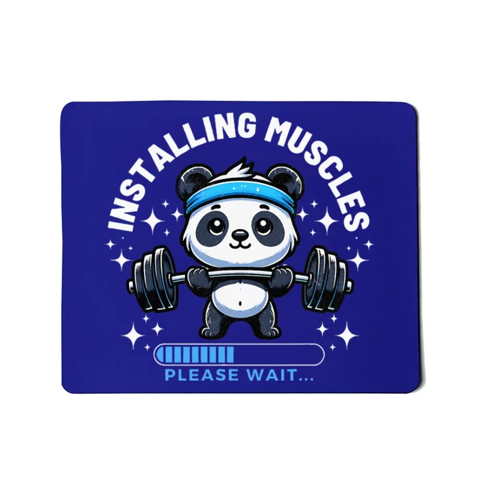 Muscle Building Fitness Panda Weight Lifting Barbell Workout Mousepad