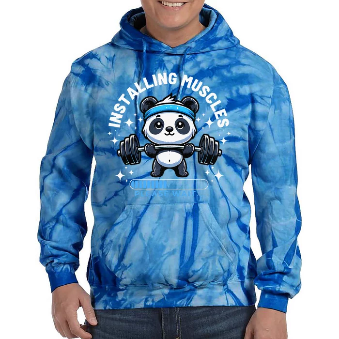 Muscle Building Fitness Panda Weight Lifting Barbell Workout Tie Dye Hoodie