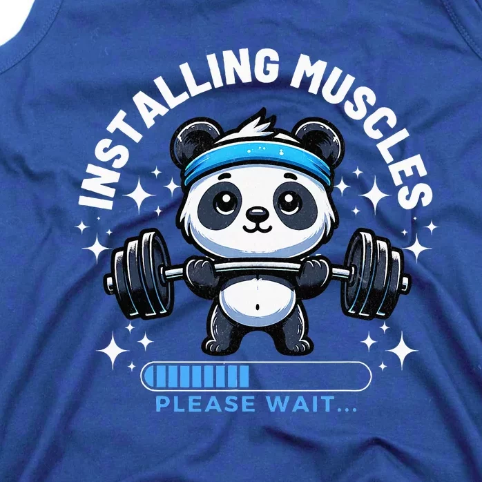 Muscle Building Fitness Panda Weight Lifting Barbell Workout Tank Top