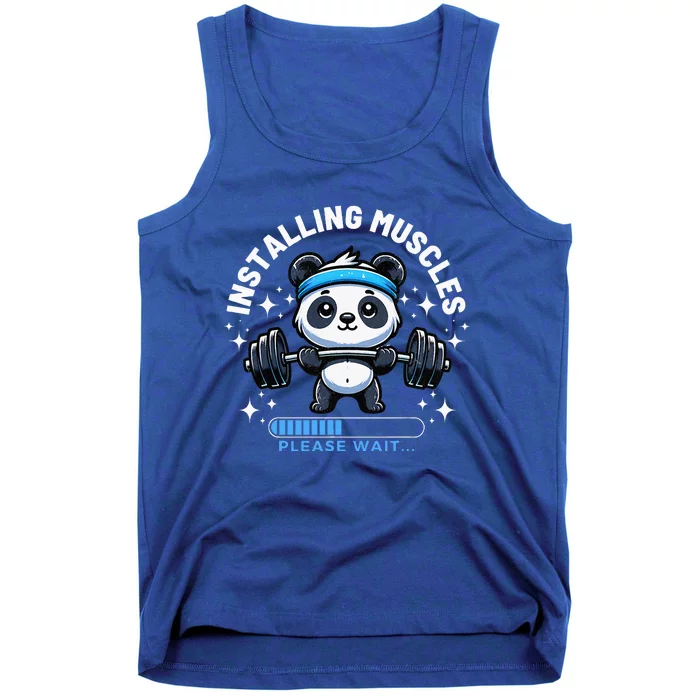 Muscle Building Fitness Panda Weight Lifting Barbell Workout Tank Top