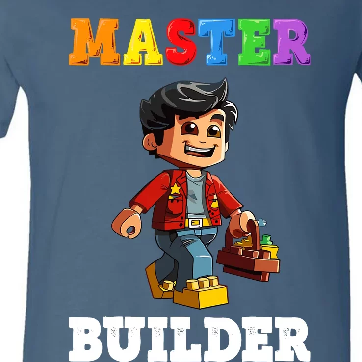 Master Builder Funny Block Brick Building Toys Boy V-Neck T-Shirt