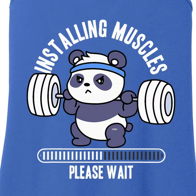 Muscle Building Fitness Panda Weight Lifting Barbell Workout Ladies Essential Tank