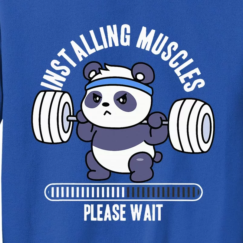 Muscle Building Fitness Panda Weight Lifting Barbell Workout Tall Sweatshirt