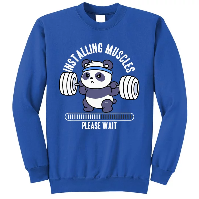 Muscle Building Fitness Panda Weight Lifting Barbell Workout Tall Sweatshirt