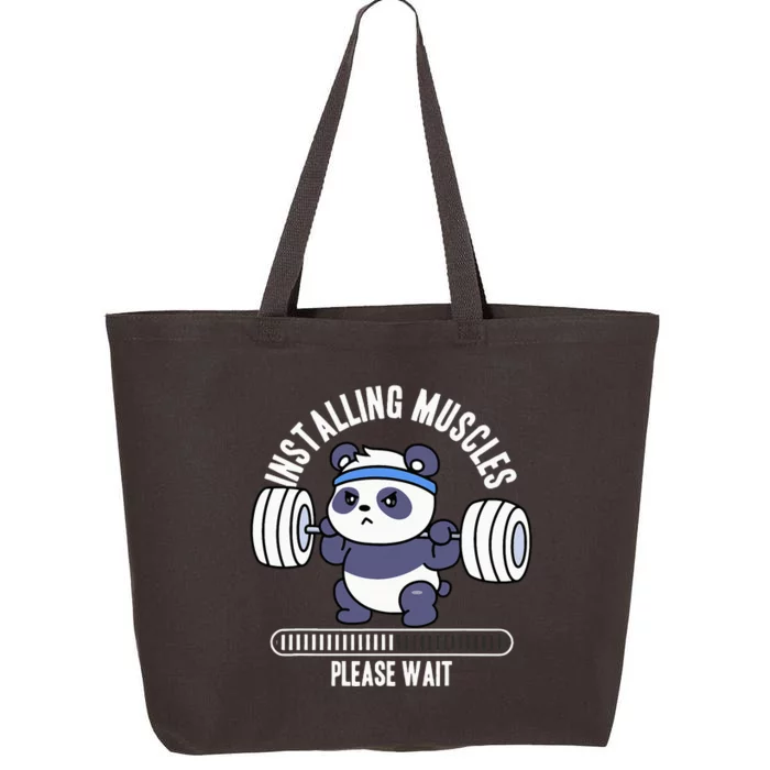 Muscle Building Fitness Panda Weight Lifting Barbell Workout 25L Jumbo Tote