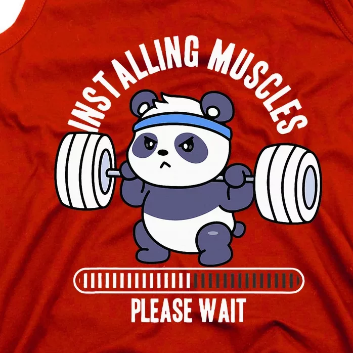 Muscle Building Fitness Panda Weight Lifting Barbell Workout Tank Top