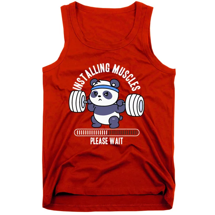 Muscle Building Fitness Panda Weight Lifting Barbell Workout Tank Top