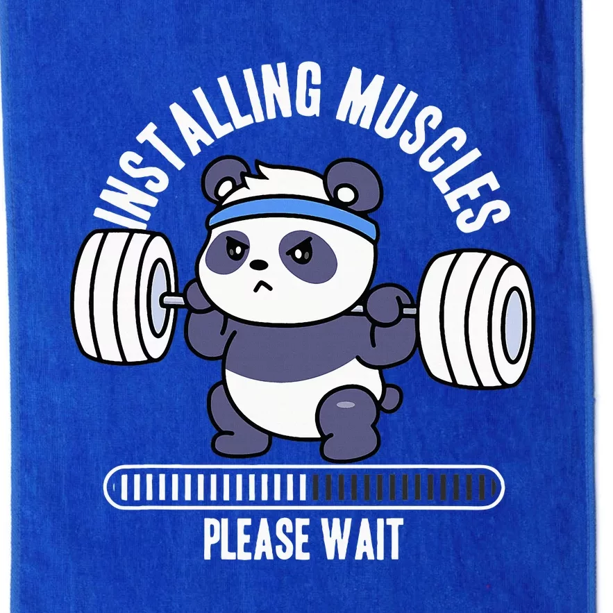 Muscle Building Fitness Panda Weight Lifting Barbell Workout Platinum Collection Golf Towel