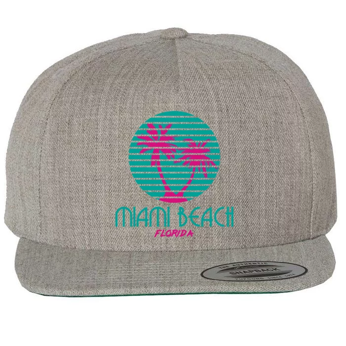 Miami Beach Florida Meaningful Gift Cool Gift Fl Retro Wool Snapback Cap