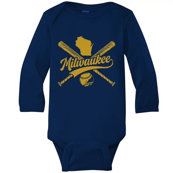 Milwaukee Baseball Fan Baby Long Sleeve Bodysuit