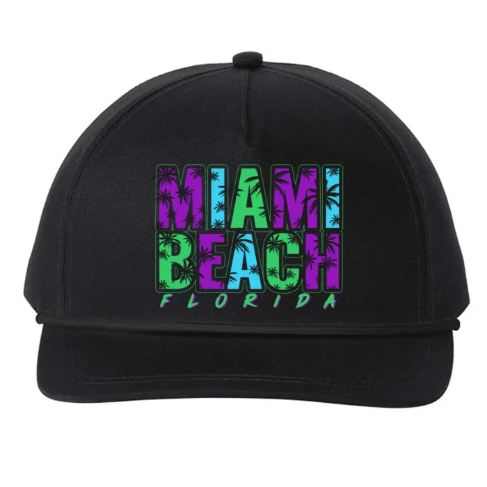 Miami Beach Floral Palm Trees Snapback Five-Panel Rope Hat