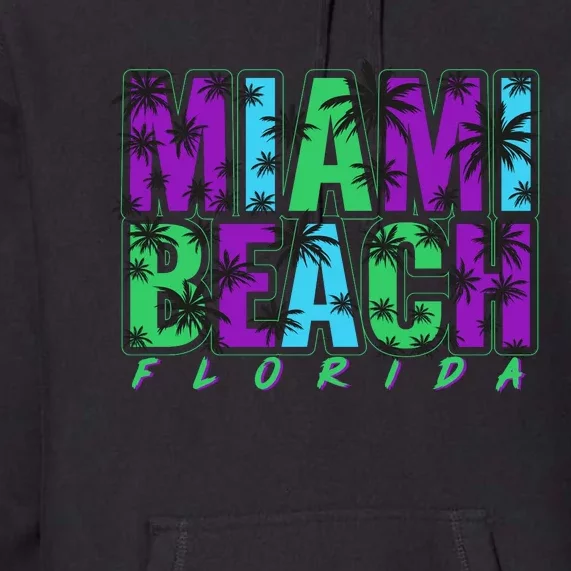 Miami Beach Floral Palm Trees Premium Hoodie