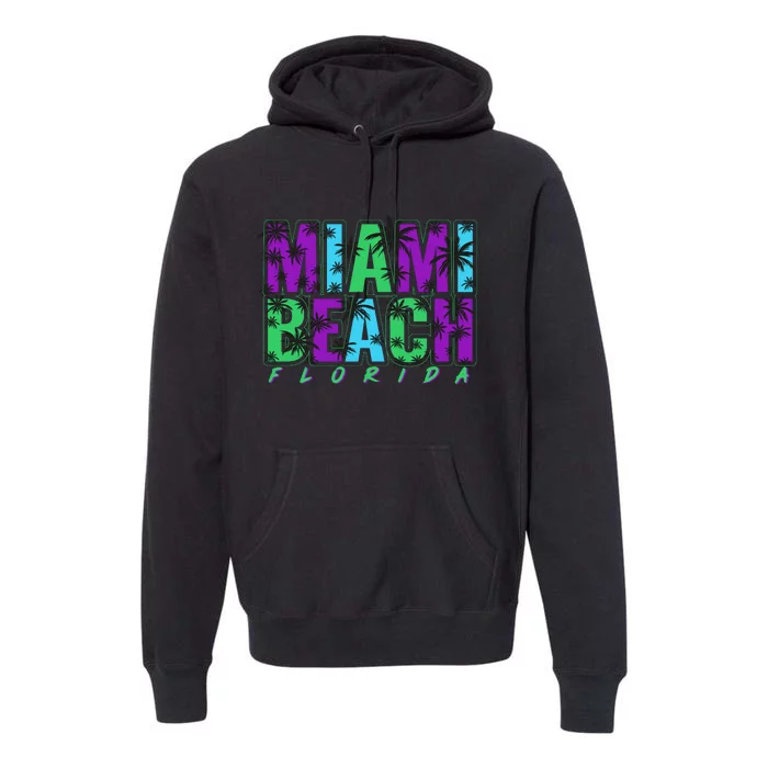 Miami Beach Floral Palm Trees Premium Hoodie