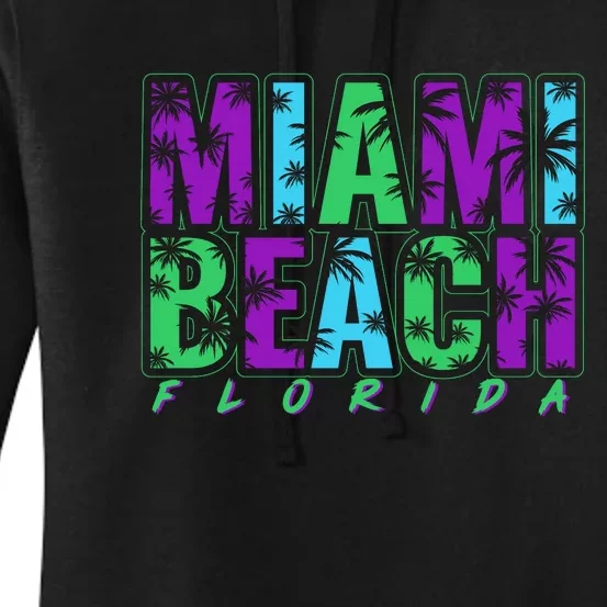 Miami Beach Floral Palm Trees Women's Pullover Hoodie