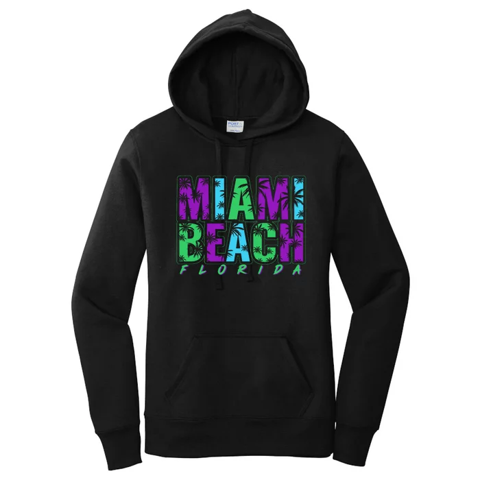 Miami Beach Floral Palm Trees Women's Pullover Hoodie