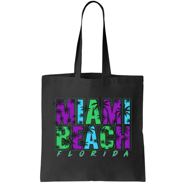 Miami Beach Floral Palm Trees Tote Bag