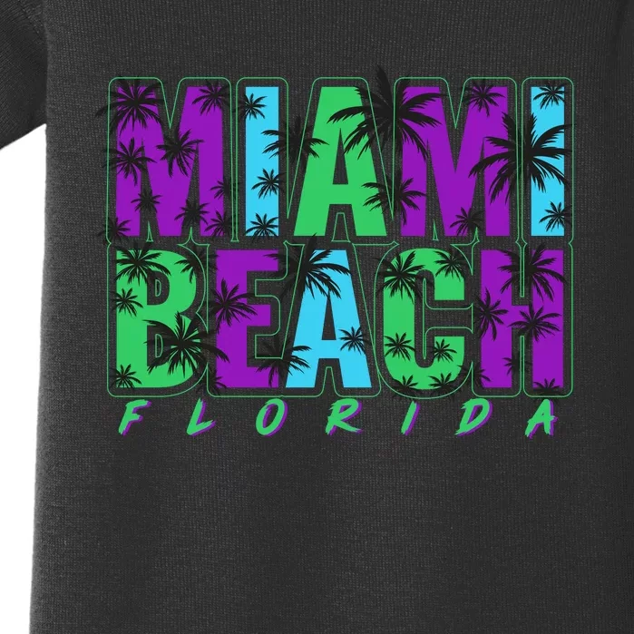 Miami Beach Floral Palm Trees Baby Bodysuit