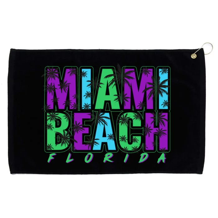 Miami Beach Floral Palm Trees Grommeted Golf Towel