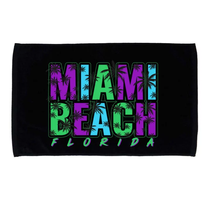 Miami Beach Floral Palm Trees Microfiber Hand Towel