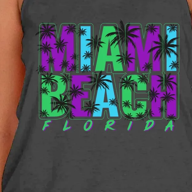 Miami Beach Floral Palm Trees Women's Knotted Racerback Tank