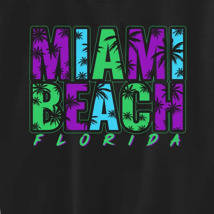 Miami Beach Floral Palm Trees Kids Sweatshirt