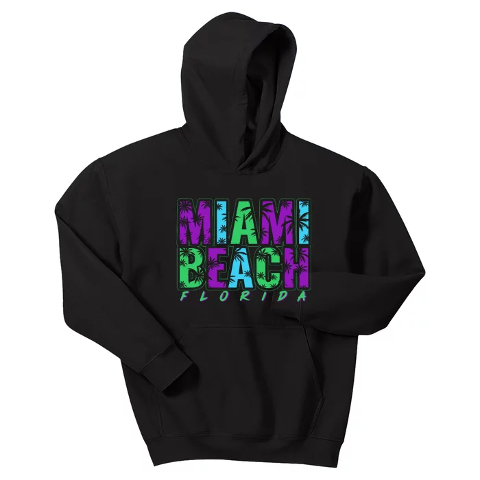 Miami Beach Floral Palm Trees Kids Hoodie