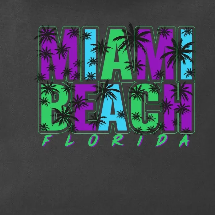 Miami Beach Floral Palm Trees Zip Tote Bag